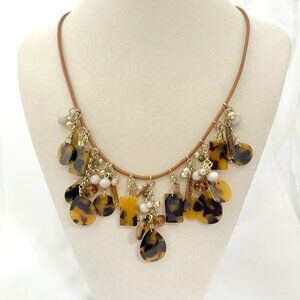 LOFT Faux Tortoise Shell Acrylic Necklace - Autumn Colors